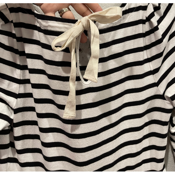KATE SPADE Floral White Black Striped Fit And Flare Mini Dress - Picture 8 of 8